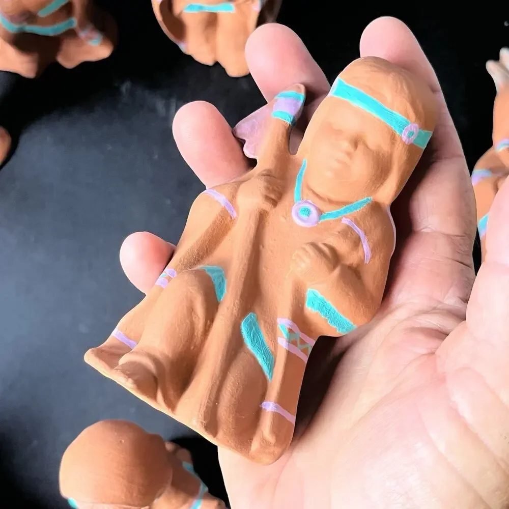 Vintage 10 Pc Native American Style Terracotta Nativity Set Southwest Folk Art